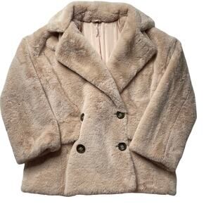 Free People Kate Faux Fur Double Breasted Coat Size XS Women's Cozy Outerwear